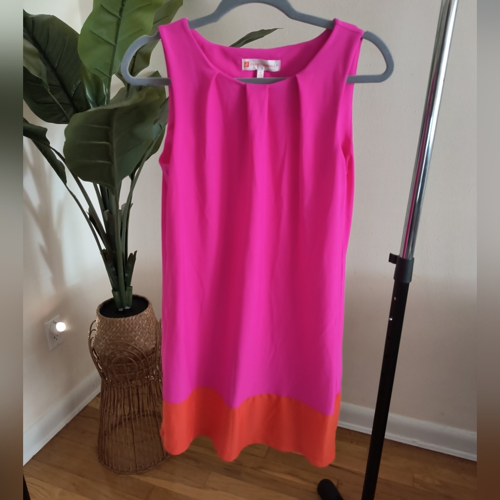 Jude Connally Pink Orange Color Block Sporty Nylon Tennis Golf Dress Small